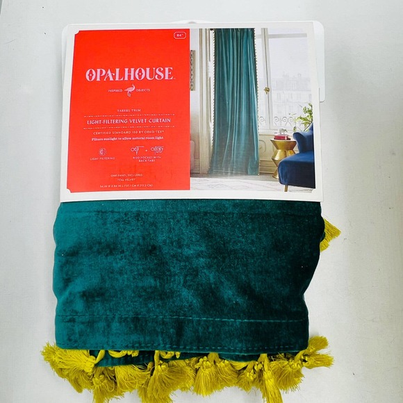 Opalhouse Accents Opalhouse Lightfiltering Teal Velvet Curtain